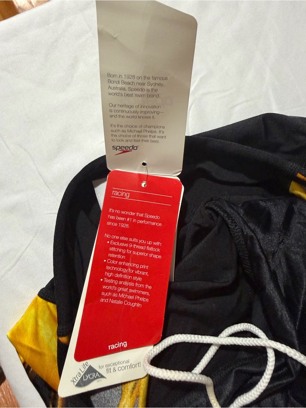 Speedo Black Swim Jammer with yellow fire Side Accents 30 12 years old - Picture 6 of 8